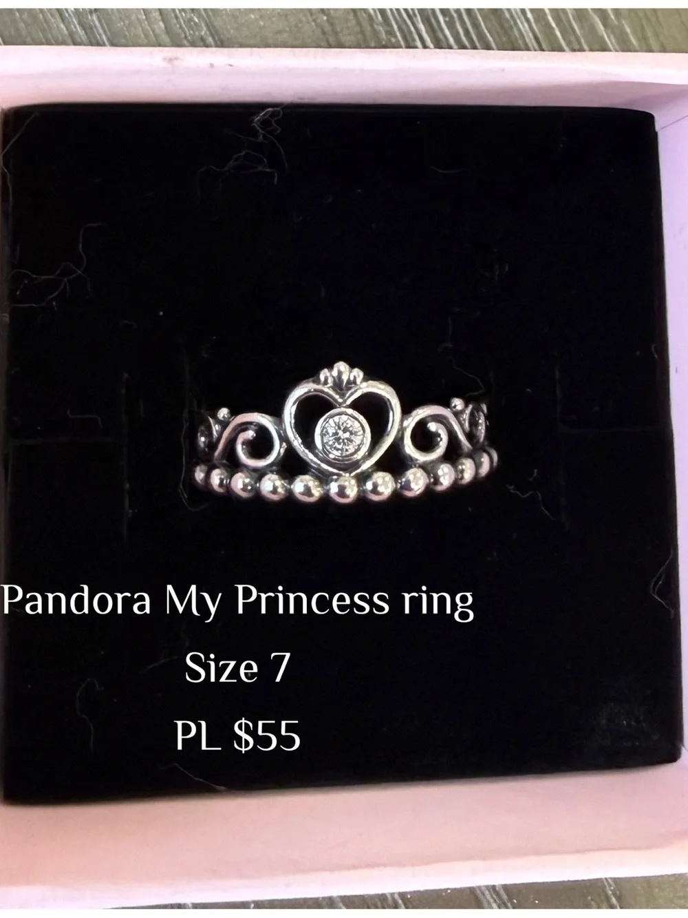 AUTHENTIC Pandora Silver Tiara Ring with Clear Cubic Zirconia